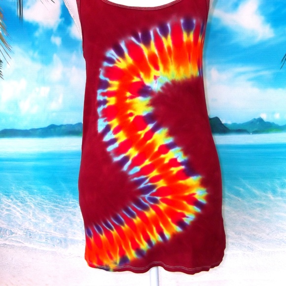 Mossimo Burgundy Tie Dye Tank Top Size XL - Picture 5 of 8